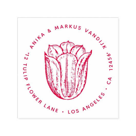 Tulip Blume Red Rücksendeadresse Holland Botanical Permastempel (Design)