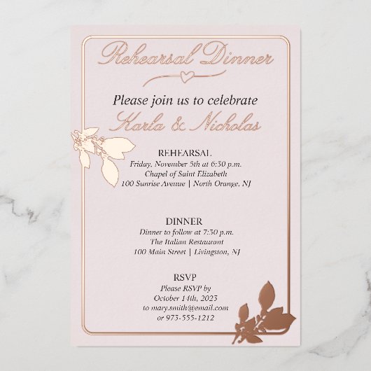 Tulip Blume Rosa Probe Abendessen Folieneinladung (Vorderseite)