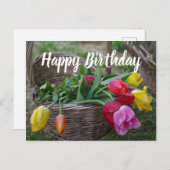 Tulip Blume Rustic Bouquet Happy Birthday Postkarte (Vorne/Hinten)