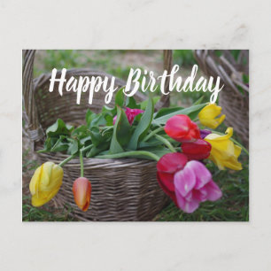 Tulip Blume Rustic Bouquet Happy Birthday Postkarte