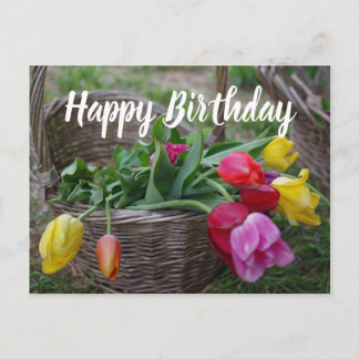 Tulip Blume Rustic Bouquet Happy Birthday Postkarte