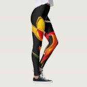 Tulip-Blume, schwarzer Hintergrund Leggings (Rechts)