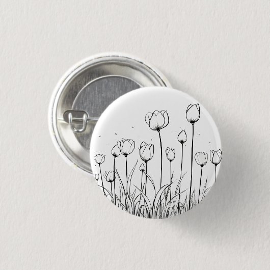 Tulip Blume Tulipa Floral Stift Design Button (Vorne & Hinten)