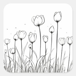 Tulip Blume Tulipa Floral Stift Design Quadratischer Aufkleber