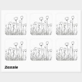 Tulip Blume Tulipa Floral Stift Design Quadratischer Aufkleber (Blatt)