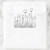 Tulip Blume Tulipa Floral Stift Design Quadratischer Aufkleber (Tasche)