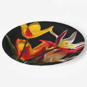Tulip-Blume vor schwarzem Hintergrund Pappteller (Schrägansicht)
