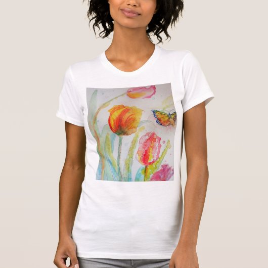 Tulip Blume Wasserfarben Blumen Frauen im Shirt (Vorderseite)