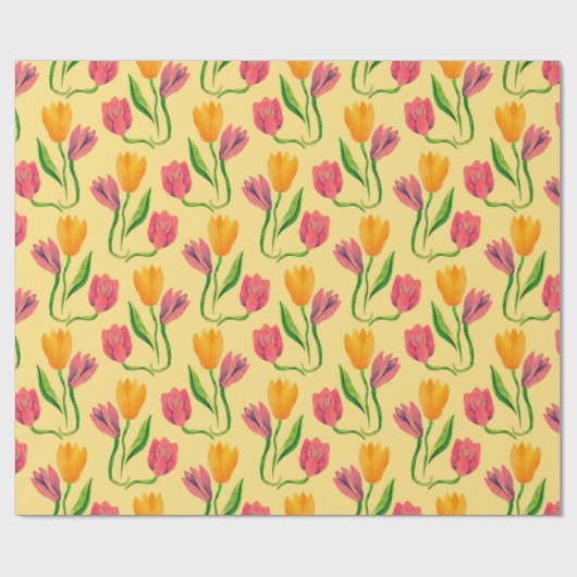 Tulip-Blume Wasserfarbenmuster Geschenkpapier (Flach)