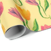 Tulip-Blume Wasserfarbenmuster Geschenkpapier (Rolleneckpunkt)