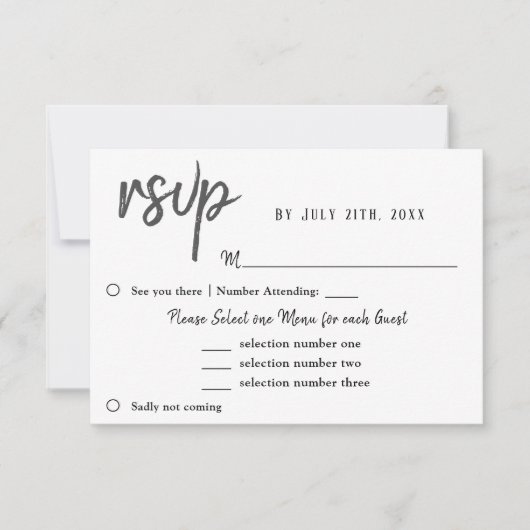 Tulip Blume Wedding Menü UAWG RSVP Karte (Vorderseite)