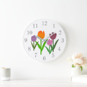 Tulip Blume Wohngestaltung Wall Clock Große Wanduhr (Zuhause)