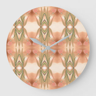 Tulip Blumenuhr mit Grün und Korallen Große Wanduhr