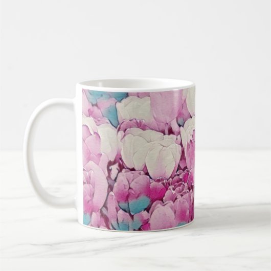 Tulip Blush Wasserfarben Blume Kaffeetasse (Links)
