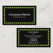 Tulip Border - Chartreuse Green auf Black Visitenkarte (Vorne/Hinten)