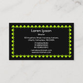 Tulip Border - Chartreuse Green auf Black Visitenkarte (Rückseite)