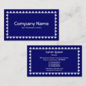 Tulip Border - White on Deep Navy Visitenkarte (Vorne/Hinten)