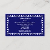 Tulip Border - White on Deep Navy Visitenkarte (Rückseite)