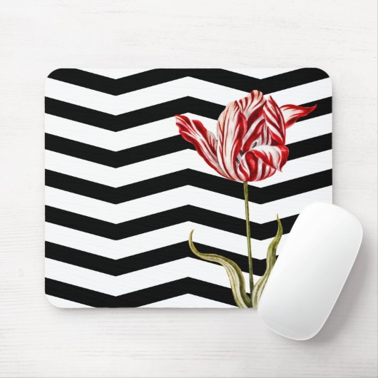 Tulip Botanical Zickzack Stripe Muster Mousepad (Mit Mouse)