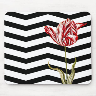 Tulip Botanical Zickzack Stripe Muster Mousepad