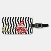 Tulip Botanical Zickzack Stripes Pattern Gepäckanhänger (Vorderseite horizontal)