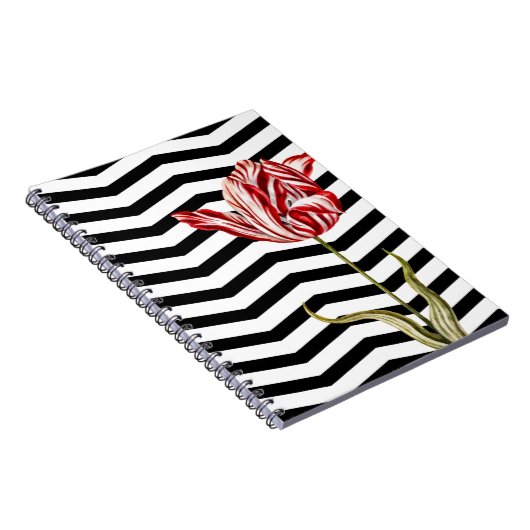 Tulip Botanical Zickzack Stripes Pattern Notizblock (Rechte Seite)