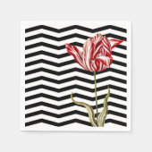 Tulip Botanical Zickzack Stripes Pattern Serviette (Vorderseite)
