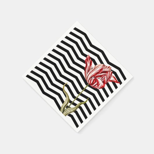 Tulip Botanical Zickzack Stripes Pattern Serviette (Ecke)