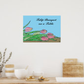 Tulip Bouquet auf einem braunen Tisch Poster (Küche)