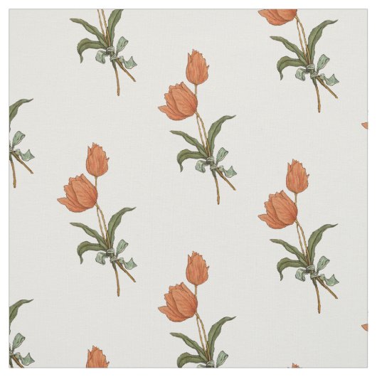 Tulip Bouquet Coral Peach farbige Tulips Stoff (Muster)