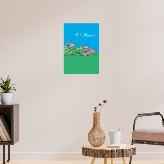 Tulip Bouquet grün und blau ablegen Poster (Wohnzimmer 3)