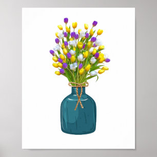 Tulip Bouquet in Cyano Color Vase Poster