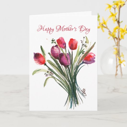 Tulip Bouquet Muttertagskarte Karte (Gelbe Blume)