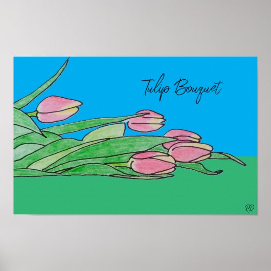 Tulip Bouquet zum Verweilen auf Gras Poster (Vorne)