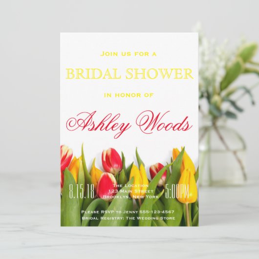 Tulip Brautparty Card Einladung (Stehend Vorderseite)