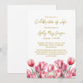 Tulip Celebration of Life Funeral Einladung (Vorne/Hinten)