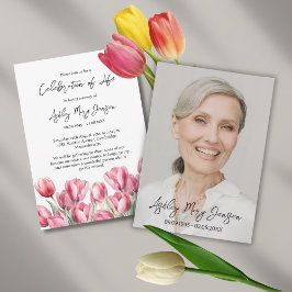 Tulip Celebration of Life Photo Funeral Einladung