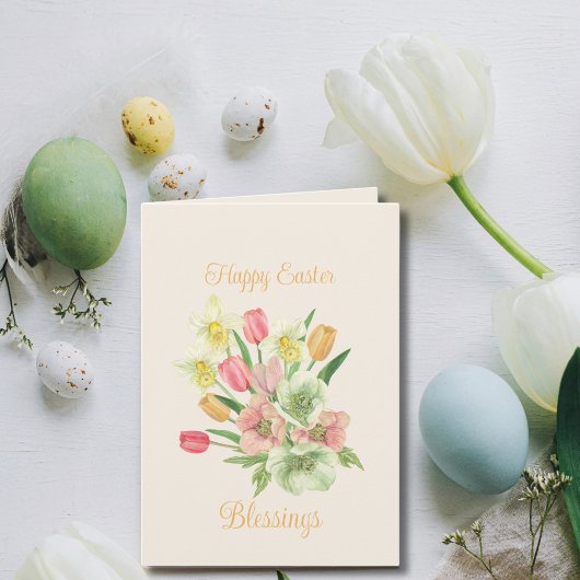 Tulip Daffodil Spring Bouquet Oaster Feiertagskarte
