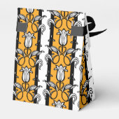 Tulip Damask gelb Schwarz-weiße gemusterte Geschen Geschenkschachtel (Rückseite)
