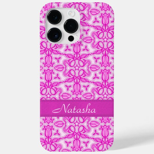 Tulip Damask lila rosa Name Case-Mate iPhone Hülle (Rückseite)