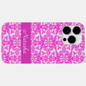 Tulip Damask lila rosa Name Case-Mate iPhone Hülle (Rückseite (Horizontal))