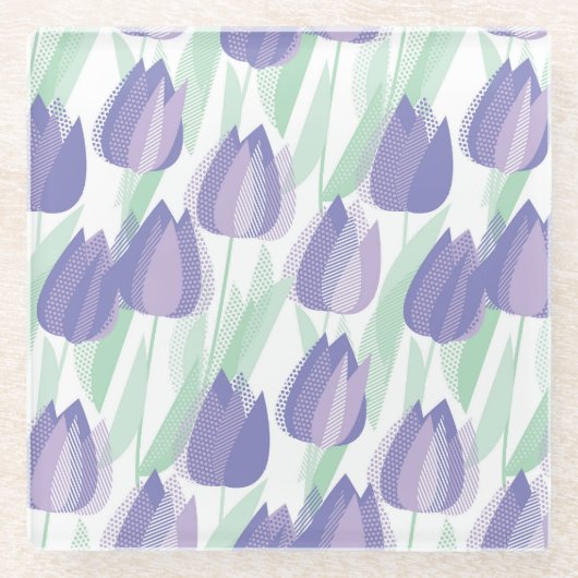 Tulip Design: helle violette Blüte. Glasuntersetzer (Vorderseite)