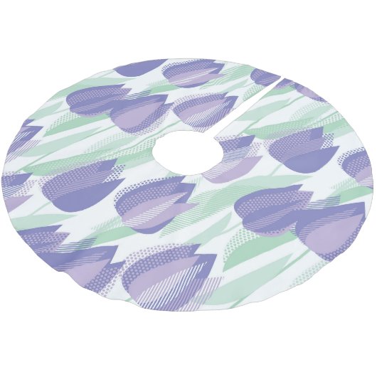 Tulip Design: helle violette Blüte. Polyester Weihnachtsbaumdecke (Schrägansicht)
