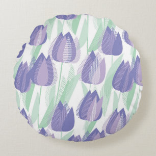 Tulip Design: helle violette Blüte. Rundes Kissen