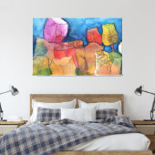 Tulip Fantasy Abstrakte Leinwand in mehreren Farbt (Insitu (Schlafzimmer))