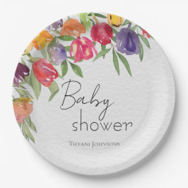 Tulip Fantasy Floral inspiriert Babydusche Pappteller
