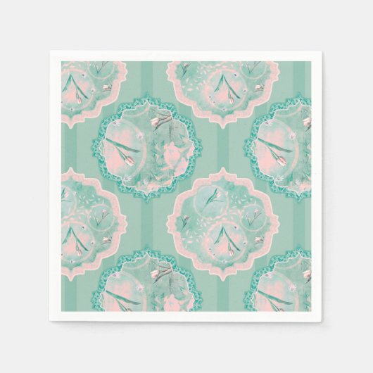 Tulip Fantasy Green und Pink Serviette (Vorderseite)