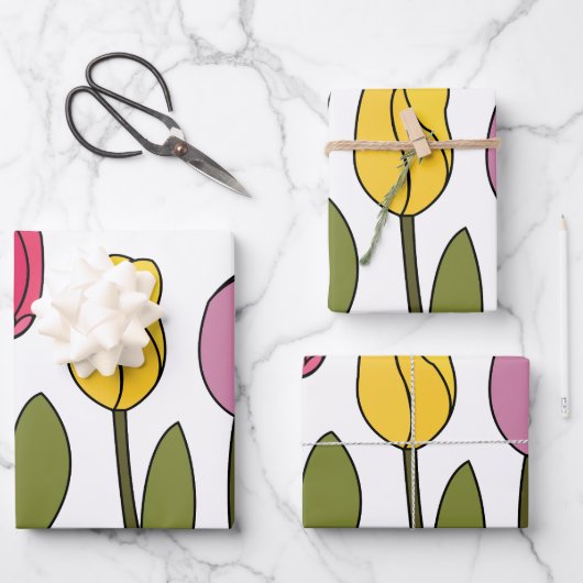 Tulip farbenfrohe Blumenhaut Geschenkpapier Set (Vorderseite)