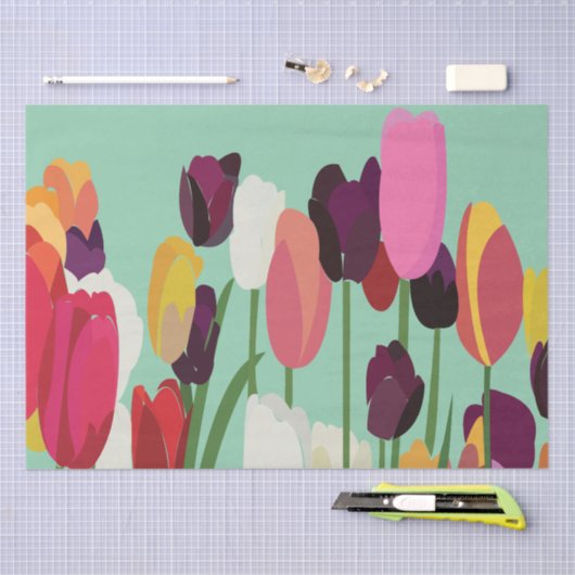 Tulip Farbige Blume Blumenstrauß Seidenpapier (Handwerk)