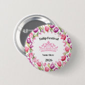 Tulip Festival Royalty Button Pin (Vorne & Hinten)